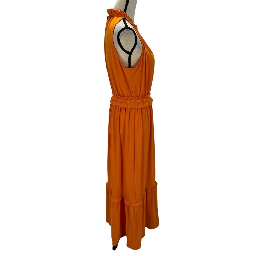Karl Lagerfeld Sleeveless V-Neck Tiered Maxi Dress - Orange - size Medium - Picture 2 of 10